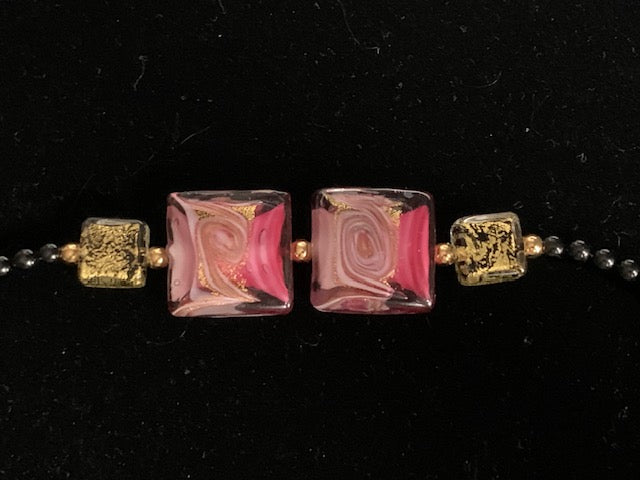 No 25 - Murano - Carré 20mm Mare avec feuille or 24 carats Moretti Vela Square.