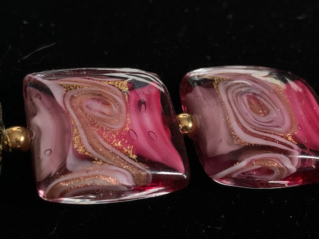 No 25 - Murano - Carré 20mm Mare avec feuille or 24 carats Moretti Vela Square.