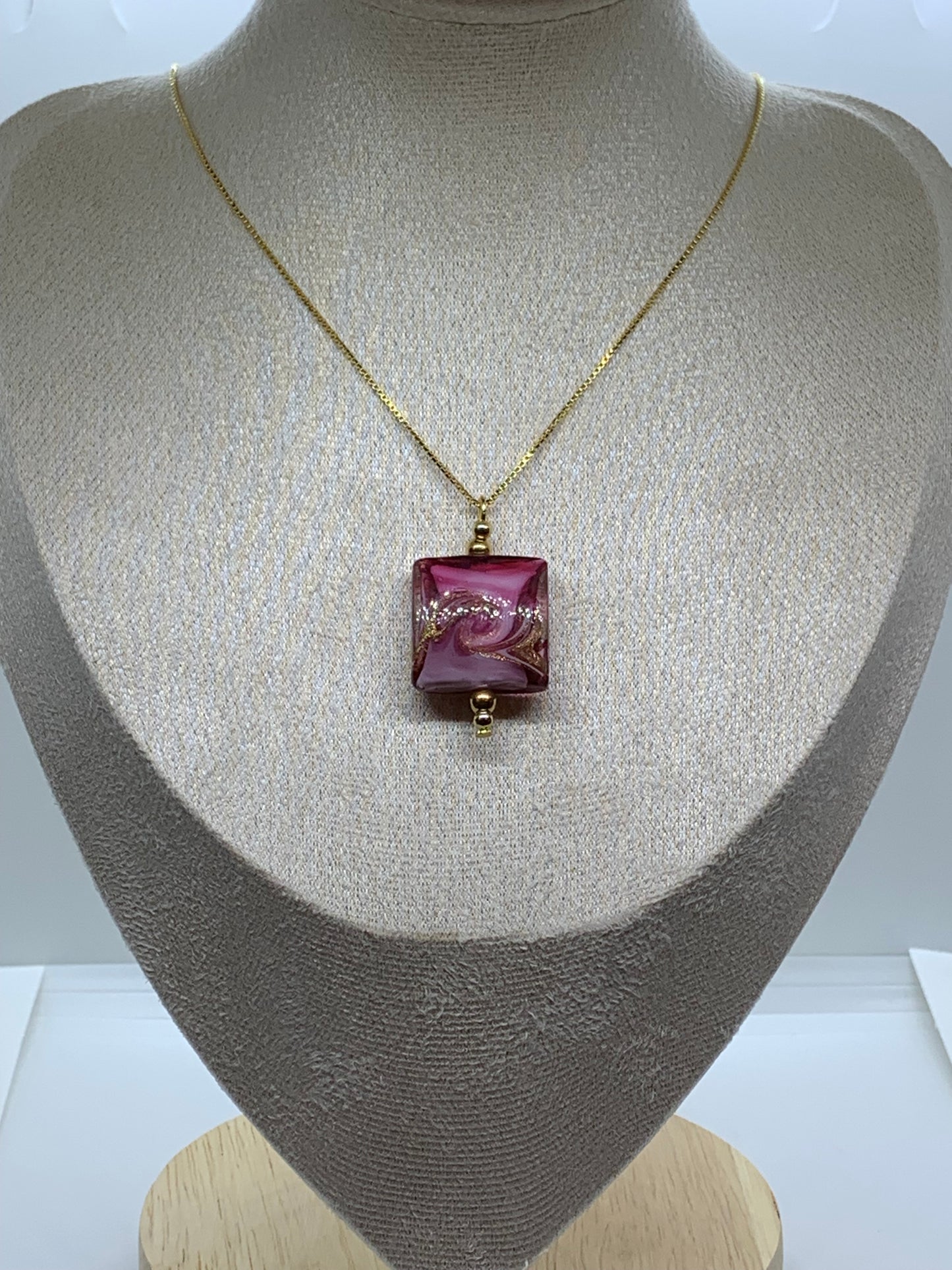 No 36 - Murano - Aventurina Carré 20mm Mare avec feuille or 24 carats Moretti Vela Square.