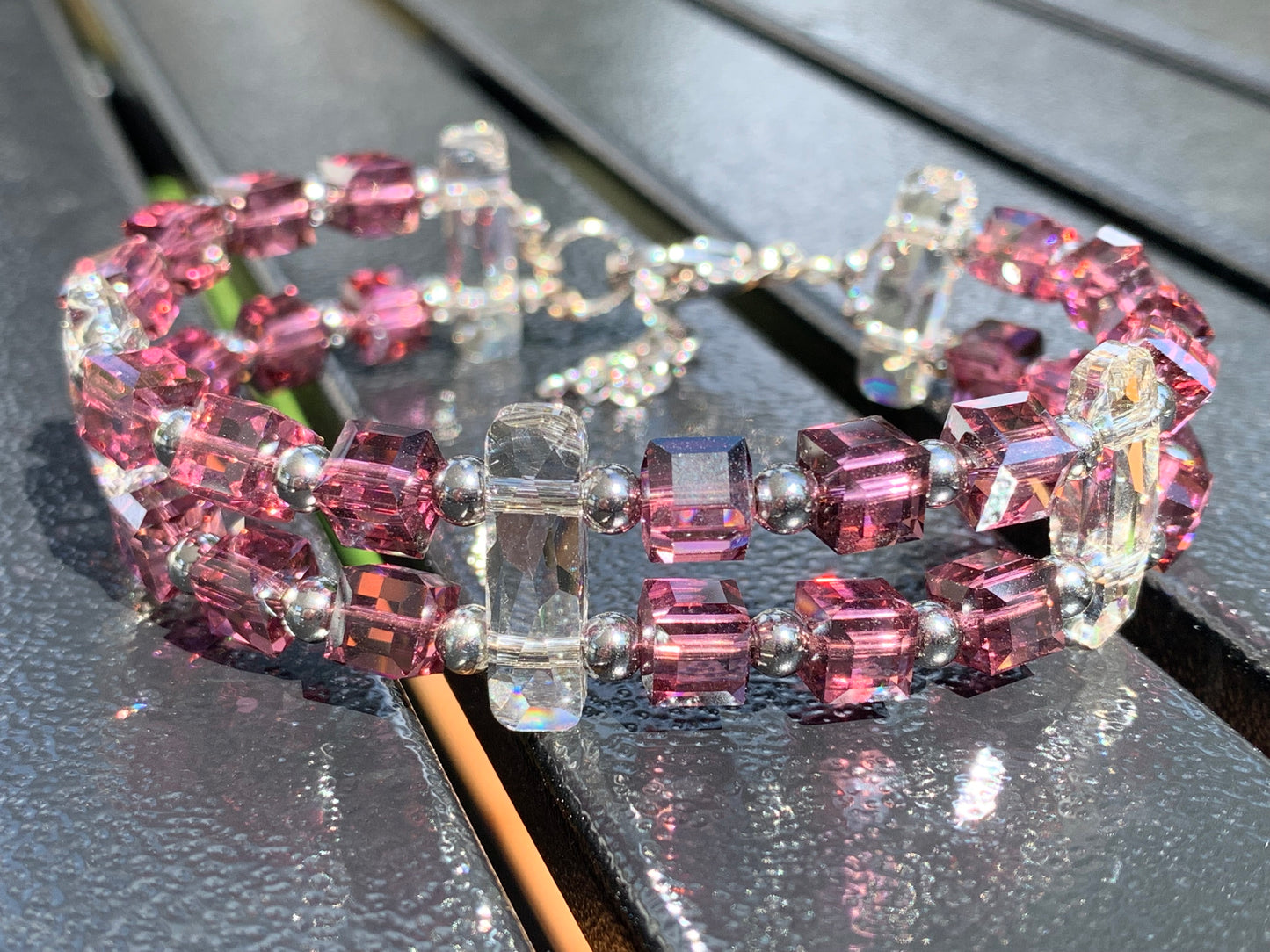 No 45 - Swarovski double vintage old pink 5601.